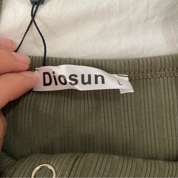 Olive Ribbed Button Tank Top - Picture 2 of 5